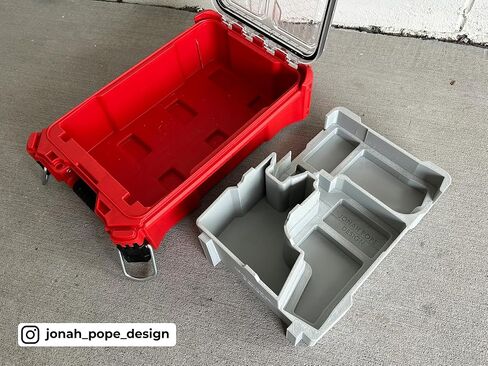 Jonah Pope Design ثلاثي الأبعاد ، إدراج مطبوع مصمم لمنظم Milwaukee Packout و M12 Gen3 Drill/Impact (Insert فقط) (رمادي صناعي) in Kuwait