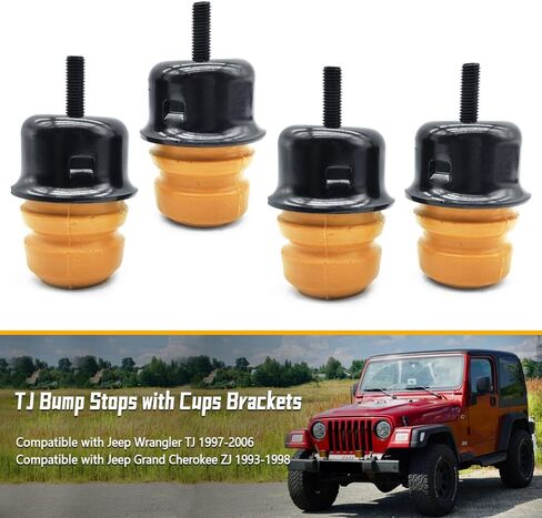 52087636AC Bump Stop with Cups Fit for Jeep Wrangler TJ 1997-2006 Grand Cherokee ZJ 1993-1998, Suspension Jounce Bumps with Brackets Replace 52087636AB 52087992 2-Pack in Saudi Arabia