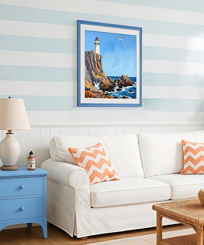 SUMGAR Adult Paint by Number Kits On Canvas Blue Seashore Seagulls Easy Paint by Numbers 16x20 inch Without Frame Realistic Acrylic Oil Painting Drawing Craft Set Gift for Beginner in Saudi Arabia