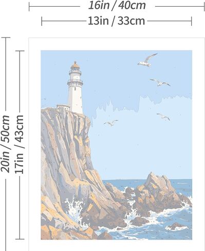 SUMGAR Adult Paint by Number Kits On Canvas Blue Seashore Seagulls Easy Paint by Numbers 16x20 inch Without Frame Realistic Acrylic Oil Painting Drawing Craft Set Gift for Beginner in Saudi Arabia