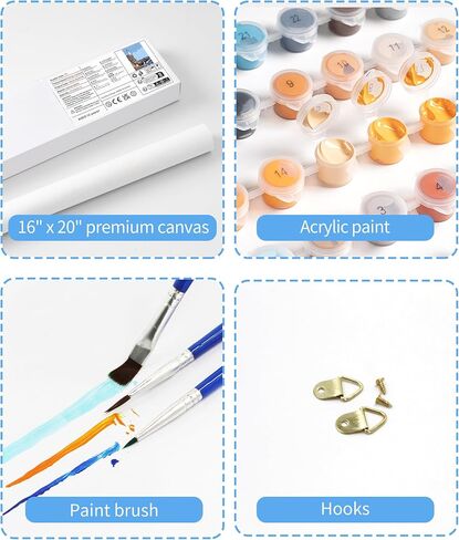 SUMGAR Adult Paint by Number Kits On Canvas Blue Seashore Seagulls Easy Paint by Numbers 16x20 inch Without Frame Realistic Acrylic Oil Painting Drawing Craft Set Gift for Beginner in Saudi Arabia