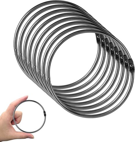 12pcs Loose Leaf Binder Rings, 4 Inch Large Metal Book Paper Clip Rings Keychain Keyrings Hoop for Index Cards Flash Cards Notebooks Photos Documents Files Home Office DIY Crafts Supplies, Black in Kuwait