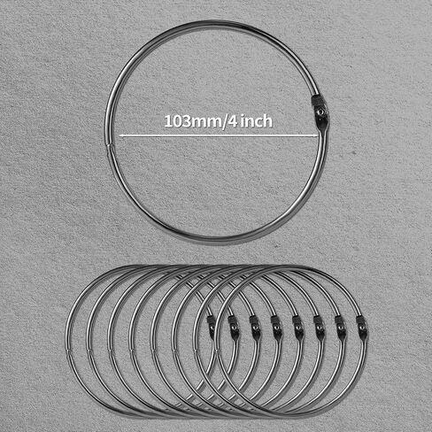 12pcs Loose Leaf Binder Rings, 4 Inch Large Metal Book Paper Clip Rings Keychain Keyrings Hoop for Index Cards Flash Cards Notebooks Photos Documents Files Home Office DIY Crafts Supplies, Black in Kuwait
