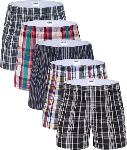 IDORIC Men's Boxer Short - Boxers for Men Soft Cotton Comfortable Casual Breathable Quality Shorts 5-Pack in Kuwait