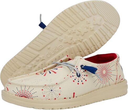 HEYDUDE Wendy Funk Americana Stars White/Navy Blazer Size 7, Women’s Shoes, Women’s Slip-on Loafers, Comfortable & Light-Weight in Saudi Arabia