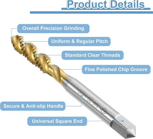 uxcell 4pcs Spiral Flute Thread Taps, 1/4-20 UNC H2 Screw Threading Tap, Titanium Coated 6542 High Speed Steel Machine Tapping Tools for Machinist Repair in Saudi Arabia