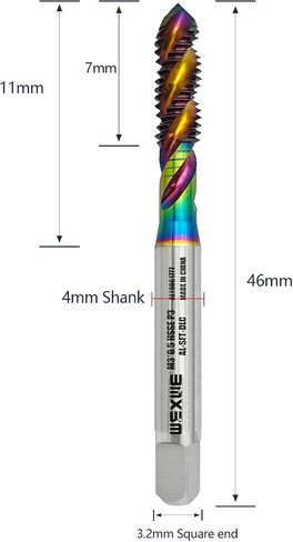 Tools M4 x 0.7 DLC Coating Spiral Flute Thread Tap, Metric Machine Threading Tap High Speed Steel Cobalt(HSSCo), Round Shank with Square End, H2 Tolerance, 2pcs in Saudi Arabia