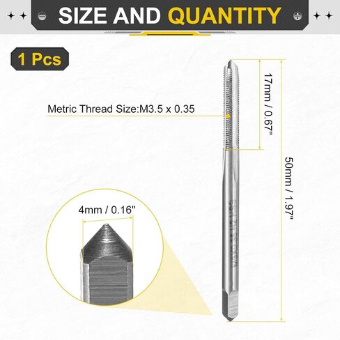 uxcell Hand Plug Tap M2 x 0.2 H2 Metric Thread Plug Style Taps Straight Flute Screw Tapping Threading Tool High Speed Steel HSS6542 in Saudi Arabia