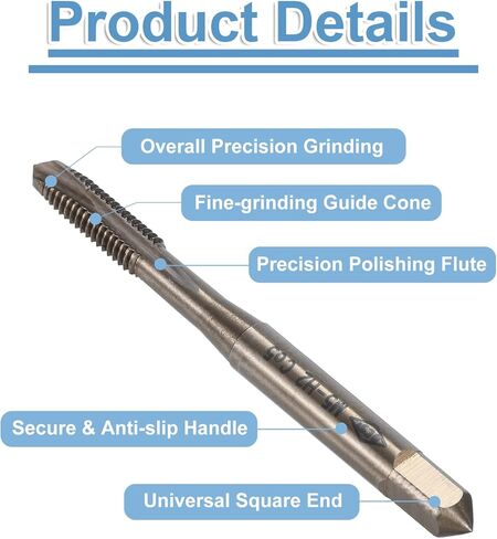 uxcell Spiral Point Plug Threading Tap M5 x 0.8 Thread, Ground Threads H2, M35 High Speed Steel Cobalt, Heat Coloring, Metric Screw Taps Tapping Bit for Thread Repair in Kuwait