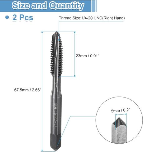 uxcell Spiral Point Thread Tap 8-32 UNC 2B, Nitride Coated Machine Screw Tap Tapping Bit Threading Repair Tool, M2 High-Speed Steel (HSS), 2pcs in Saudi Arabia