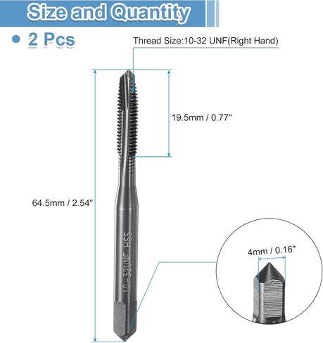uxcell Spiral Point Thread Tap 8-32 UNC 2B, Nitride Coated Machine Screw Tap Tapping Bit Threading Repair Tool, M2 High-Speed Steel (HSS), 2pcs in Saudi Arabia