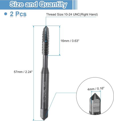 uxcell Spiral Point Thread Tap 8-32 UNC 2B, Nitride Coated Machine Screw Tap Tapping Bit Threading Repair Tool, M2 High-Speed Steel (HSS), 2pcs in Saudi Arabia
