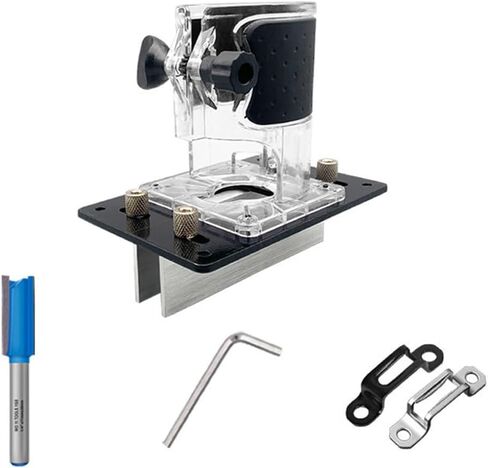 2 in 1 Fastener Slotting Bracket Woodworking Router Base 65mm Trimming Machine Base Slotting Locator with Milling Cutter for Cabinet Wardrobe Furniture Shoe Rack in Saudi Arabia