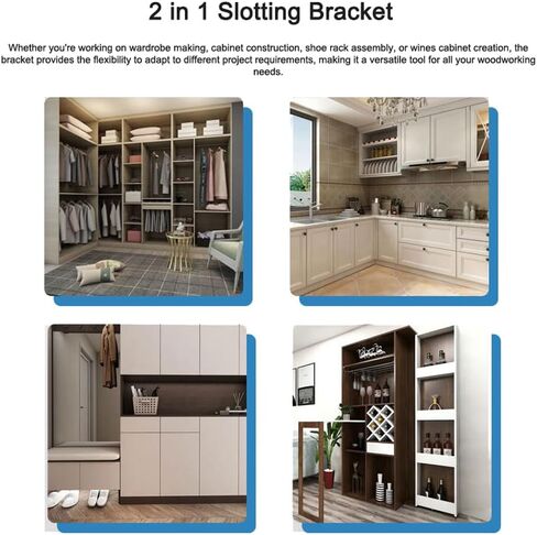 2 in 1 Fastener Slotting Bracket Woodworking Router Base 65mm Trimming Machine Base Slotting Locator with Milling Cutter for Cabinet Wardrobe Furniture Shoe Rack in Saudi Arabia