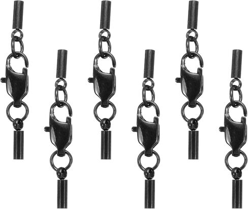 Harfington 6pcs جراد البحر مشبك مخلب مع أغطية نهاية الحبل ، معرف 2 مم من الأطراف القلادة من الفولاذ المقاوم للصدأ ، طية جلدية فوق موصل المشبك لسباق الصياغة DIY صنع المجوهرات ، الأسود (النمط 1) in Saudi Arabia