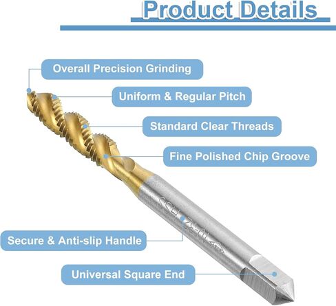 uxcell 4pcs Spiral Flute Thread Taps, 1/4-20 UNC H2 Screw Threading Tap, Titanium Coated 6542 High Speed Steel Machine Tapping Tools for Machinist Repair in Saudi Arabia