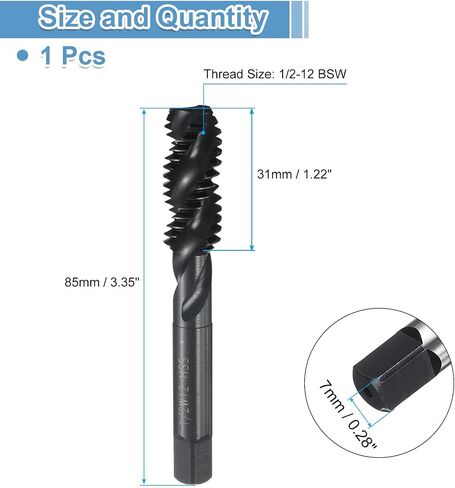 uxcell Spiral Flute Thread Taps 3/8-16 UNC H2 Machine Threading Tap Bit, Nitrided Coated Screw Tapping Repair Tool, M2 High-Speed Steel (HSS6542) in Kuwait