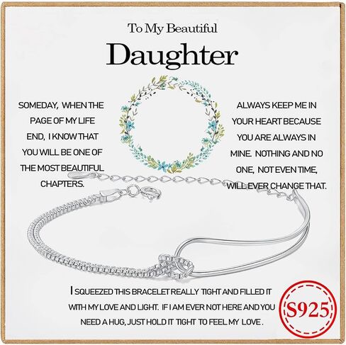 To My Daughter Bracelet,Mother Daughter Bracelet,Knot Bracelet for Women,S925 Sterling Silver Love Knot Bracelet for Daughter from Mom & Grandma,Double Layered Bracelets Gift for Birthday,Wedding,Chrismas in Saudi Arabia
