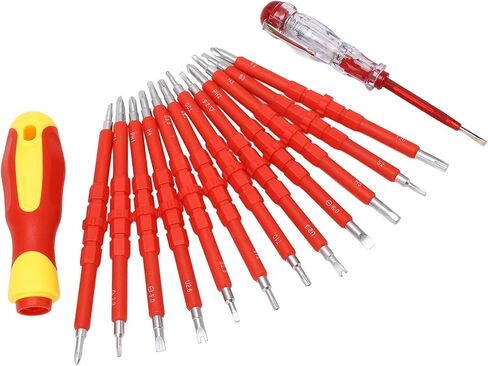 14pcs secldriver set طرف مغناطيسي متعدد الوظائف 500V إصلاح البراغي المعزول مع AC 100‑500V قلم in Kuwait