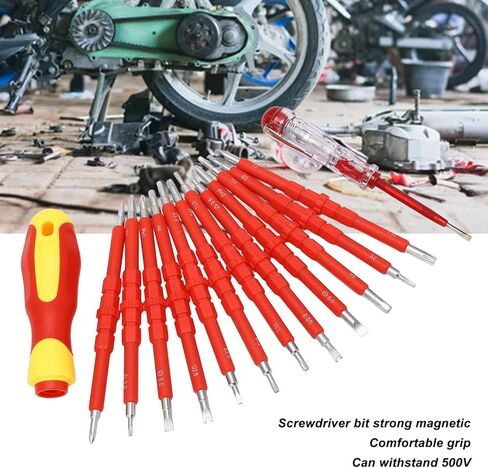 14pcs secldriver set طرف مغناطيسي متعدد الوظائف 500V إصلاح البراغي المعزول مع AC 100‑500V قلم in Kuwait