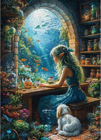 الألغاز للبالغين 1000 قطعة - Little Mermaid Ocean Beach Sea Coral - 1000 قطعة من الألغاز مع رسائل على الظهر - الألغاز بانوراما 1000 قطعة لليالي لعبة ممتعة - 27.6 "L x 20.5" W ، 1: 1 Poster in Kuwait