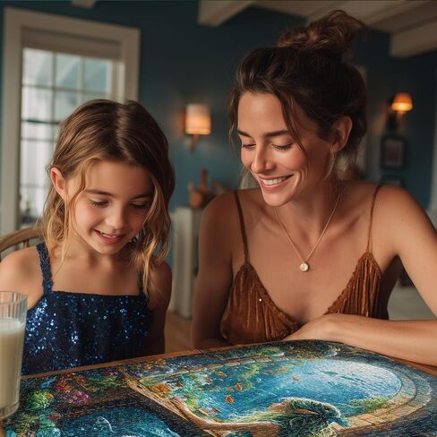 الألغاز للبالغين 1000 قطعة - Little Mermaid Ocean Beach Sea Coral - 1000 قطعة من الألغاز مع رسائل على الظهر - الألغاز بانوراما 1000 قطعة لليالي لعبة ممتعة - 27.6 "L x 20.5" W ، 1: 1 Poster in Kuwait