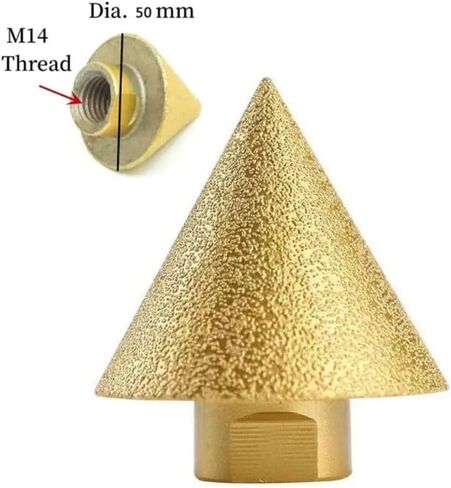 M10/M14 Thread Diamond Beveling Chamfer Bit - 38mm/50mm Cone Punching Expanding Drill Bit for Grinding and Polishing(50mm-M14) in Saudi Arabia