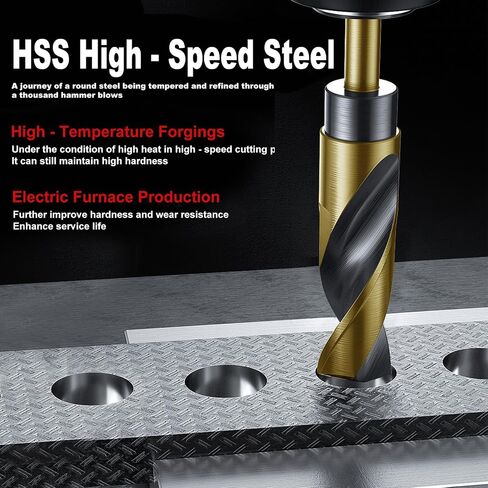 9/16 Inch Drill Bit | Reduced Shank High Speed Steel | HSS 4241 for Metal and Steel | 1/2" Shank for Drill Press,Gold Titanium Coated for Small Holes in Cabinets, Fixtures, Electronics in Kuwait