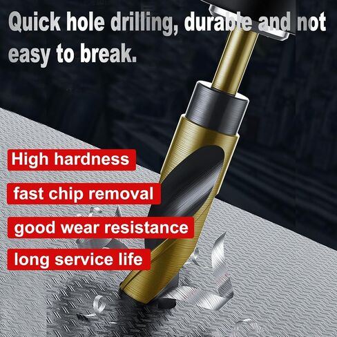9/16 Inch Drill Bit | Reduced Shank High Speed Steel | HSS 4241 for Metal and Steel | 1/2" Shank for Drill Press,Gold Titanium Coated for Small Holes in Cabinets, Fixtures, Electronics in Kuwait