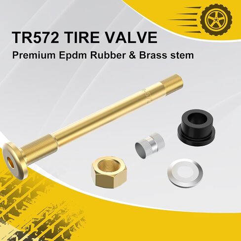 10 Piece TR545D 60 Degree Valve Stems for Commercial Vehicles. Fits 0.382"+0.0118" Valve Hole Dia, Length 3.78'', Nickel-Plated Brass, Silver in Saudi Arabia