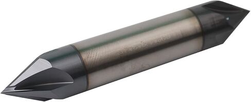 1/2" Solid Carbide Chamfer Mill, AlTiN Coating, 4 Flute, Chamfer End Mill for Medium Hardness Materials, Double End End Mill Bits, 60° Chamfer Angle, 1/2" Shank Diameter in Kuwait
