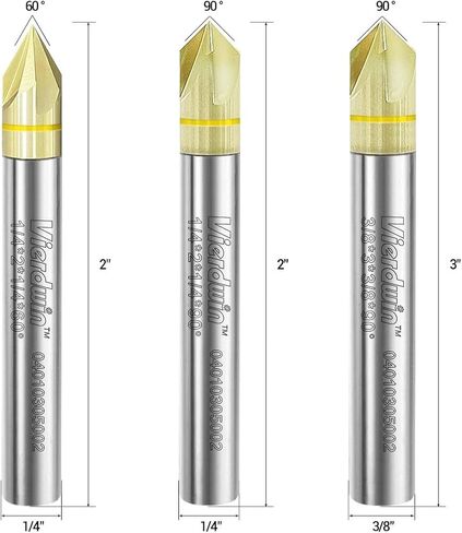 60° V-Groove Chamfer End Mill, 1/4" Shank, 4-Flute, 1/4" Cutting Diameter, CNC Router Bit for Aluminum, Copper, Plastic, Wood (1PC) in Kuwait