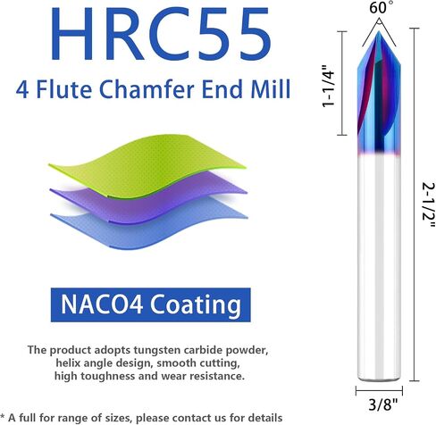 4 Flute 1/2" Chamfer End Mill 90 Degree V Groove Carbide Chamfering Mill Bits Sets for Steel in Saudi Arabia