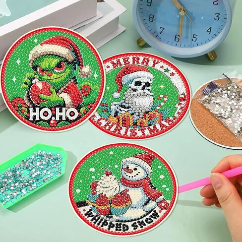8 PCS Succulent Diamond Art Coasters with Holder, DIY Flowers Diamond Painting Coasters Kits for Adults, Non Slip Hardwood Bases Plants Mosaic Dot Painting Coaster Gift Set for Beginners 4x4 Inch in Kuwait