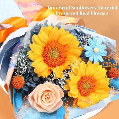 Preserved Flowers Bouquet 7 Roses in Gift Box, Forever Flower for Delivery Birthday Anniversary, Eternal Roses Bouquets Gifts for Women, Mother’s Day Flowers, Red in Kuwait