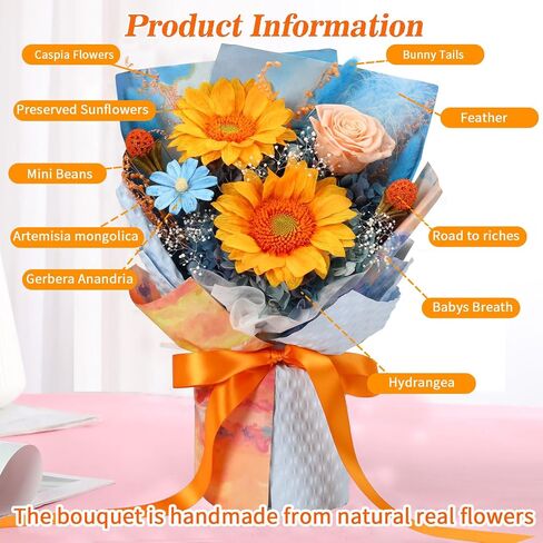 Preserved Flowers Bouquet 7 Roses in Gift Box, Forever Flower for Delivery Birthday Anniversary, Eternal Roses Bouquets Gifts for Women, Mother’s Day Flowers, Red in Kuwait