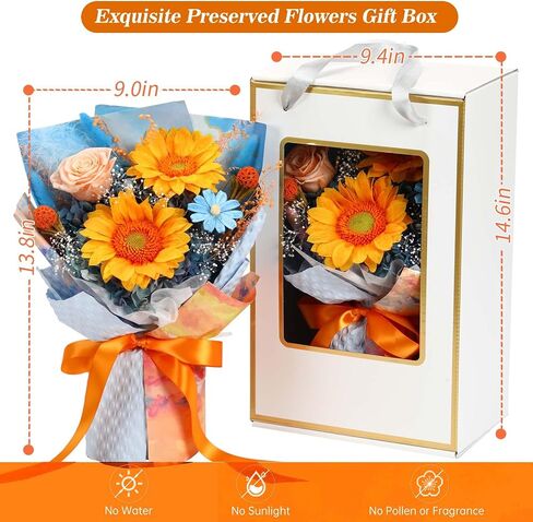 Preserved Flowers Bouquet 7 Roses in Gift Box, Forever Flower for Delivery Birthday Anniversary, Eternal Roses Bouquets Gifts for Women, Mother’s Day Flowers, Red in Kuwait