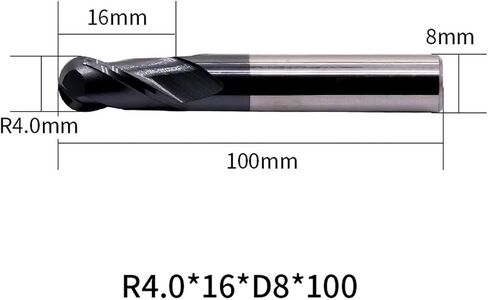 2 Flute HRC45 Ball Nose Endmills R0.5-R8.0 6mm 8mm Alloy Coating Tungsten CNC Maching Milling Cutter Steel Tool End Mill(R4.0mmxD8x75L-2F45C) in Saudi Arabia
