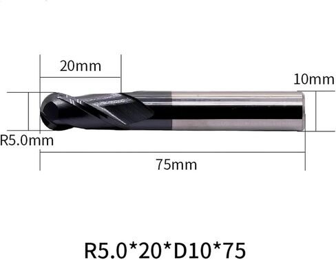2 Flute HRC45 Ball Nose Endmills R0.5-R8.0 6mm 8mm Alloy Coating Tungsten CNC Maching Milling Cutter Steel Tool End Mill(R4.0mmxD8x75L-2F45C) in Saudi Arabia