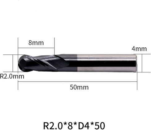 2 Flute HRC45 Ball Nose Endmills R0.5-R8.0 6mm 8mm Alloy Coating Tungsten CNC Maching Milling Cutter Steel Tool End Mill(R4.0mmxD8x75L-2F45C) in Saudi Arabia