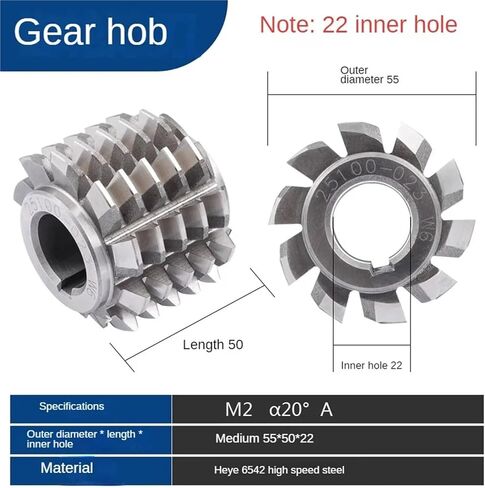 1Pcs Gear hob Cutter Accuracy high-Speed Steel M2 Material, Pressure Angle 20 Degrees, Rolling Cutter M0.8M1M2M3M4(M0.75 20 50-40-22) in Saudi Arabia