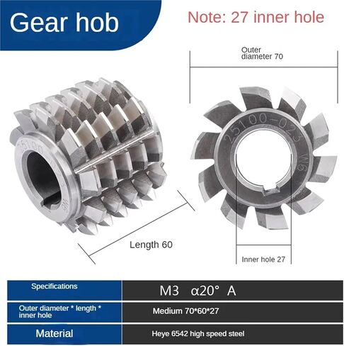 1Pcs Gear hob Cutter Accuracy high-Speed Steel M2 Material, Pressure Angle 20 Degrees, Rolling Cutter M0.8M1M2M3M4(M0.75 20 50-40-22) in Saudi Arabia