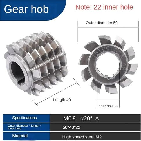 1Pcs Gear hob Cutter Accuracy high-Speed Steel M2 Material, Pressure Angle 20 Degrees, Rolling Cutter M0.8M1M2M3M4(M0.75 20 50-40-22) in Saudi Arabia