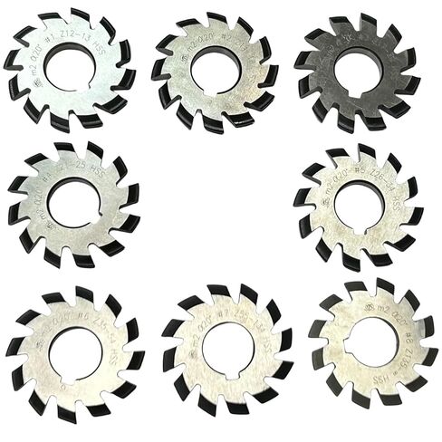 8pcs Spur Gear Milling Cutter M1 M1.25 M1.5 M1.75 M2 M2.5 M3 MODULUS PA20 DEGREES NO.1-NO.8 HSS DISC MLING (M0.7 8PCS NO.1-NO.8) in Kuwait