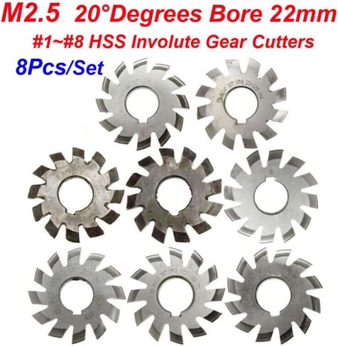 8 PCS HSS M2.5 مجموعة القاطعات العتلية المحمولة 8pcs 22 مم تجويف 20 درجة زاوية ضغط #1- #8 ل CNC Metalworking ، قواطع العتاد قطع طحن العتاد in Saudi Arabia