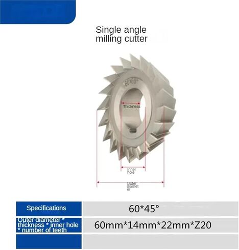 1pcs قاطع طحن الزاوية الفردية من الصلب عالي السرعة M2 قاطع الطحن القاطع 60 75 80 90 100 × الزاوية 30 45 60 75 90 درجة (Diameter60 angle90) in Kuwait