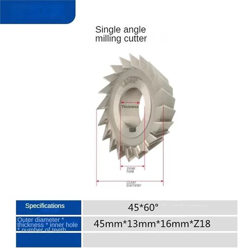 1Pcs Single Angle milling Cutter high-Speed Steel M2 Angle milling Cutter Diameter 60 75 80 90 100 x Angle 30 45 60 75 90 Degrees(Diameter60 angle90) in Saudi Arabia