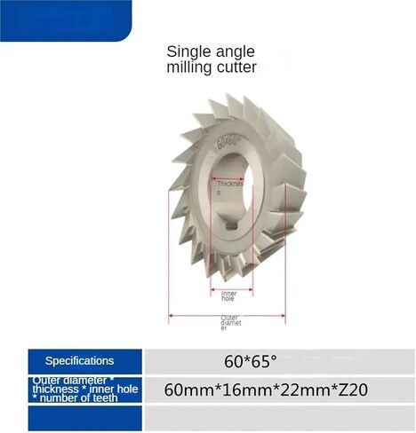 1pcs قاطع طحن الزاوية الفردية من الصلب عالي السرعة M2 قاطع الطحن القاطع 60 75 80 90 100 × الزاوية 30 45 60 75 90 درجة (Diameter60 angle90) in Kuwait