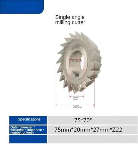 1pcs قاطع طحن الزاوية الفردية من الصلب عالي السرعة M2 قاطع الطحن القاطع 60 75 80 90 100 × الزاوية 30 45 60 75 90 درجة (Diameter60 angle90) in Kuwait