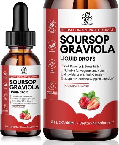 (2 Pack Soursop Graviola Liquid Drop for Cell Support & Regeneration, Immune System and Gut Health Support, Soursop Bitters Liquid, Herbal Goodness, Sugar/Gluten Free, Natural Flavor in Kuwait